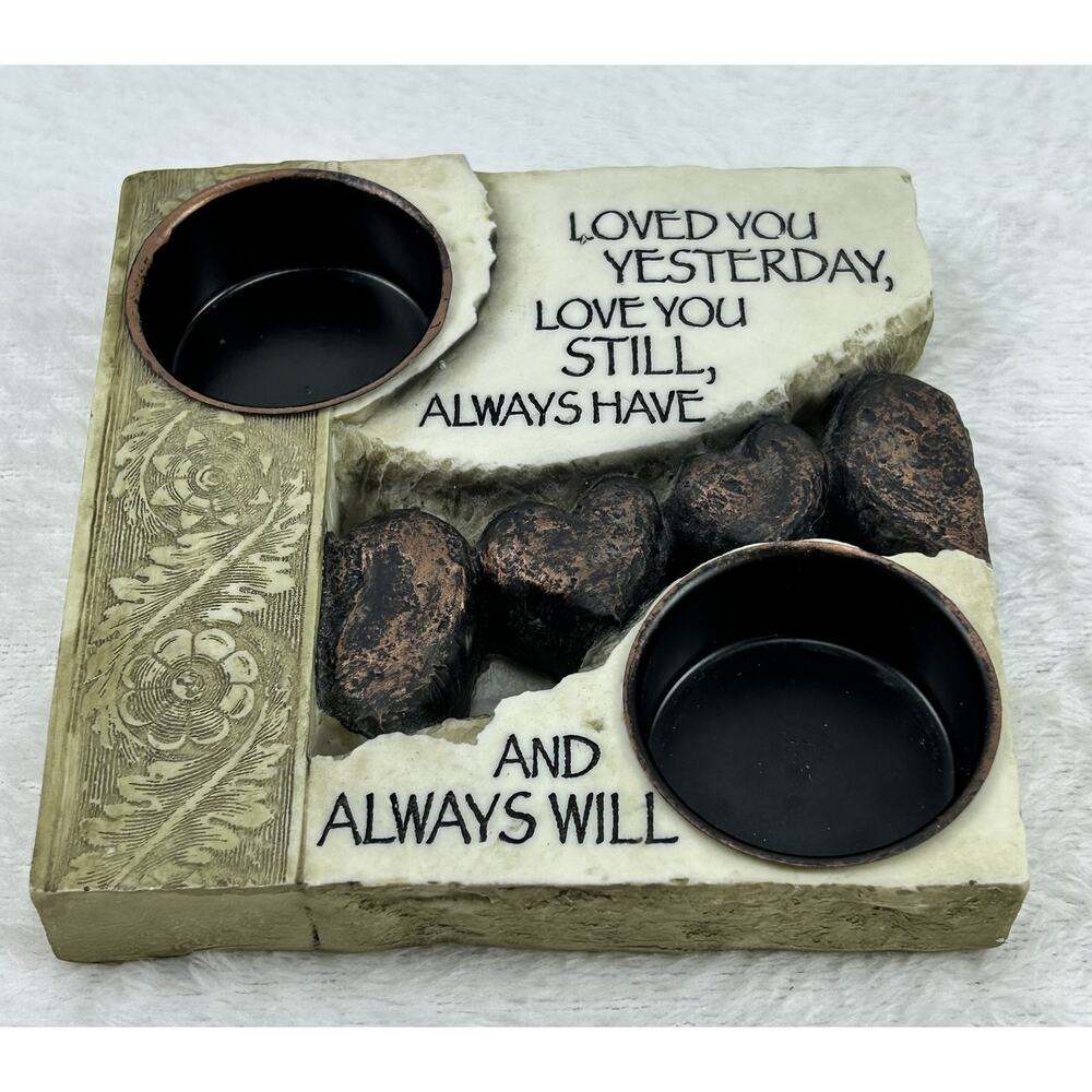 History & Heraldry "Loved You Yesterday" Heart Tealight Candle Holder Tray